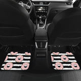 Donuts Pink Icing Striped Pattern Front And Back Car Mats