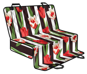 Red And White Tulips Pattern Dog Car Seat Covers