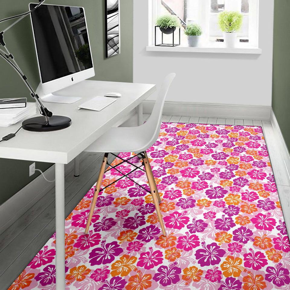 Hibiscus Pattern Print Design 01 Area Rug