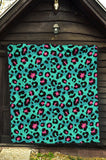Green Leopard Skin Print Pattern Premium Quilt