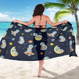 Cute Sloth Astronaut Star Planet Rocket Pattern Sarong