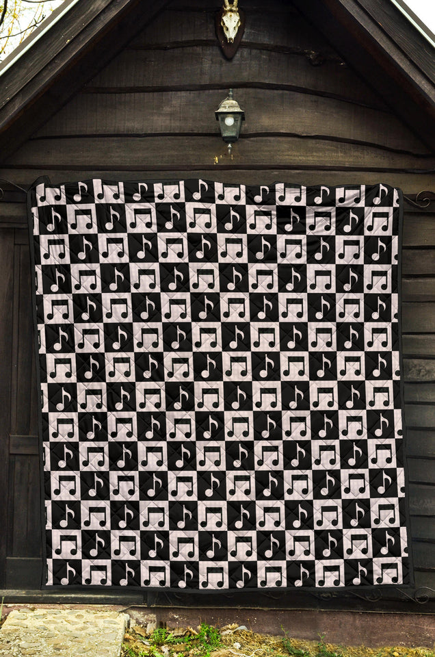 Music Notes Pattern Print Design 01 Premium Quilt