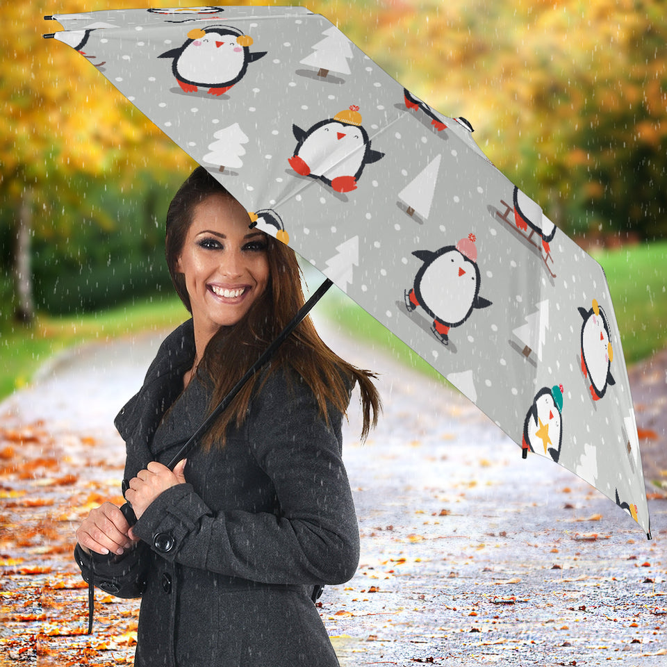 Cute Penguin Christmas Pattern Umbrella