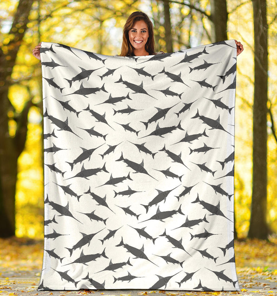 Swordfish Pattern Print Design 04 Premium Blanket