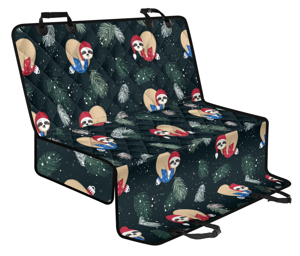 Cute Sloths Sleeping Christmas Ball Santa Hat Pattern Dog Car Seat Covers
