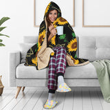 Sunflower Golden Polygonal Shapes Hooded Blanket