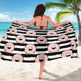 Donuts Pink Icing Striped Pattern Sarong