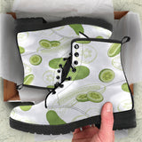 Cucumber Sketch Pattern Leather Boots