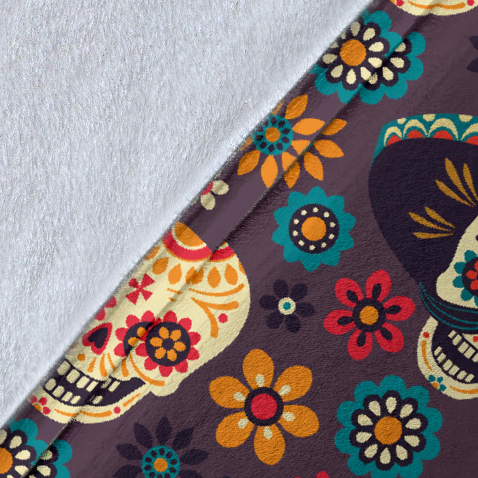 Sugar Skulls Flower Maxican Pattern Premium Blanket