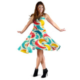 Colorful Moon Pattern Sleeveless Midi Dress