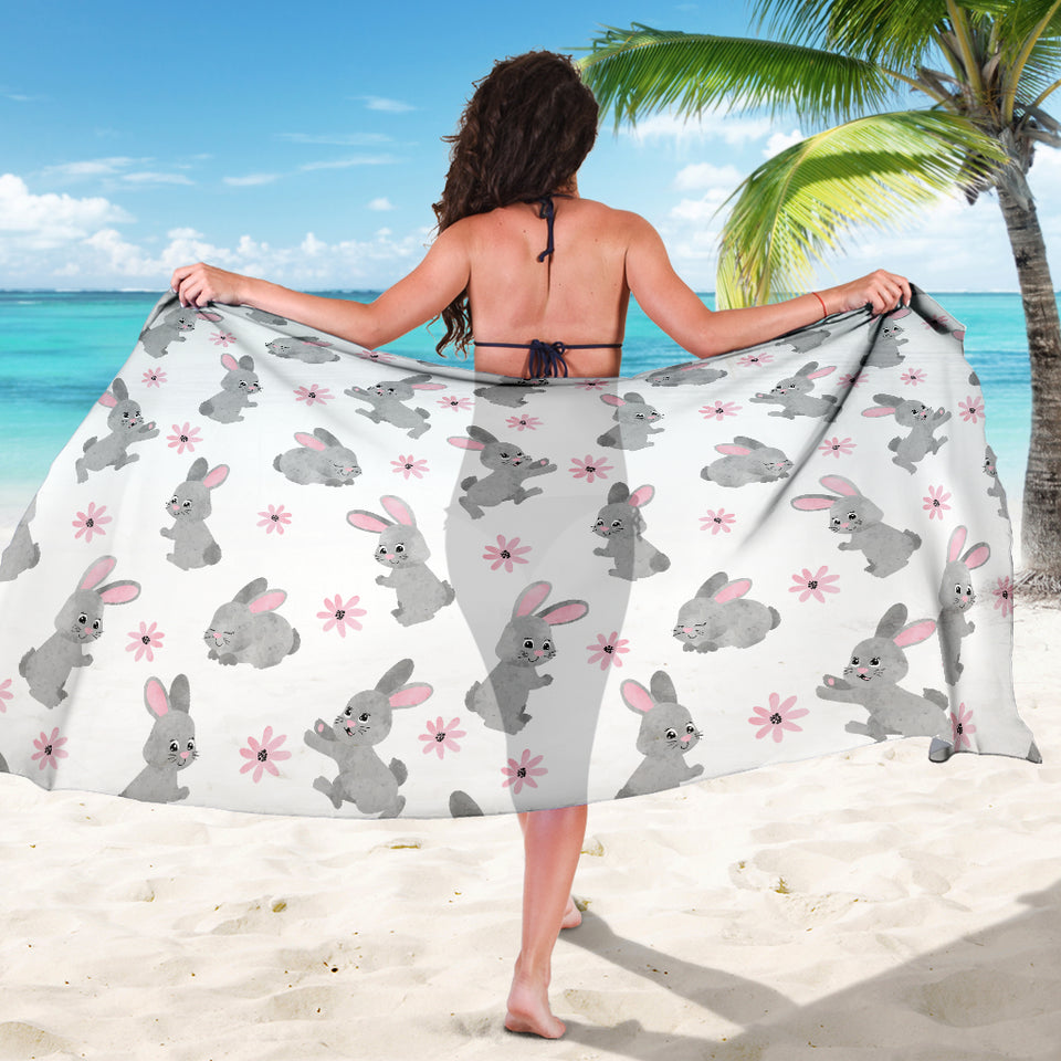 Watercolor Cute Rabbit Pattern Sarong