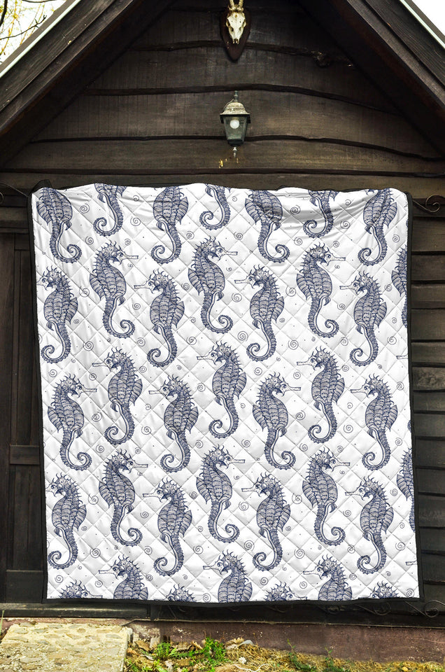 Seahorse Pattern Background Premium Quilt