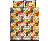 Colorful Maneki Neko Lucky Cat pattern Quilt Bed Set