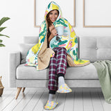 Cute Parrot Toucan Flamingo Cactus Exotic Leaves Pattern Hooded Blanket