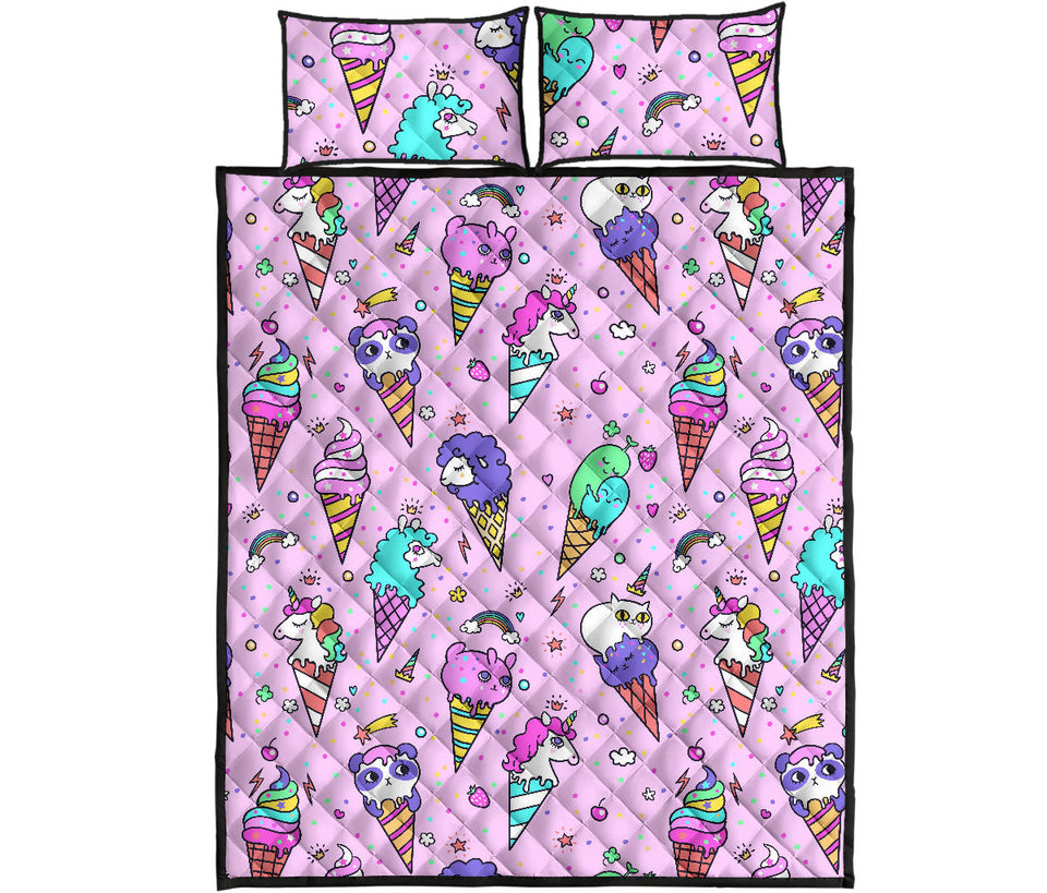 Cute ice cream cone animal pattern Quilt Bed Set