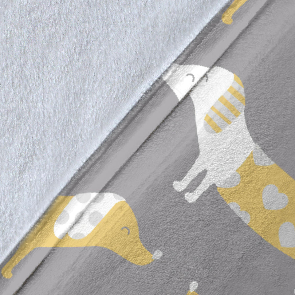 Cute Dachshund Dog Pattern Premium Blanket