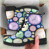 Colorful Clock Background Leather Boots