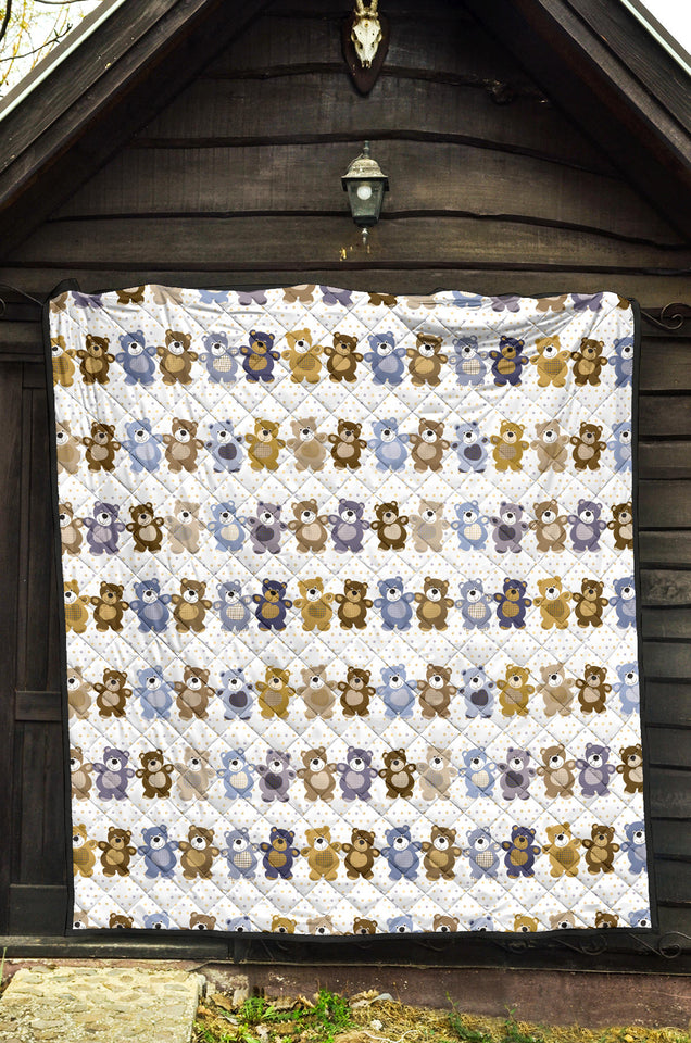 Teddy Bear Pattern Print Design 02 Premium Quilt