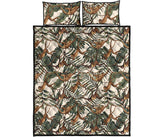 Monkey tropical leaves background Quilt Bed Set