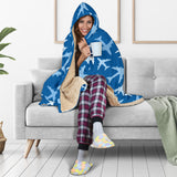Airplane Pattern In The Sky Hooded Blanket