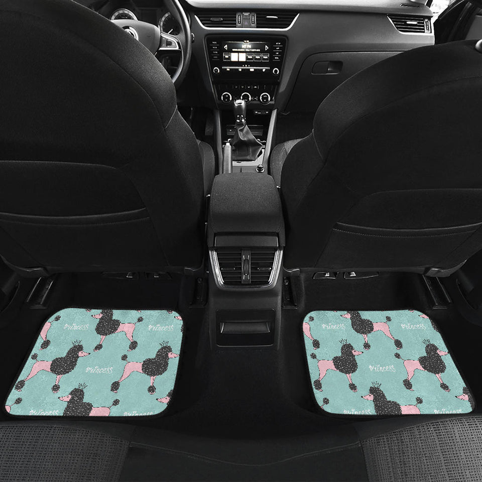 Poodle Dog Green Background Front And Back Car Mats