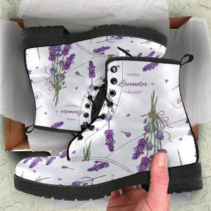 Lavender Flower Design Pattern Leather Boots