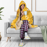 Bee Flower Pattern Hooded Blanket