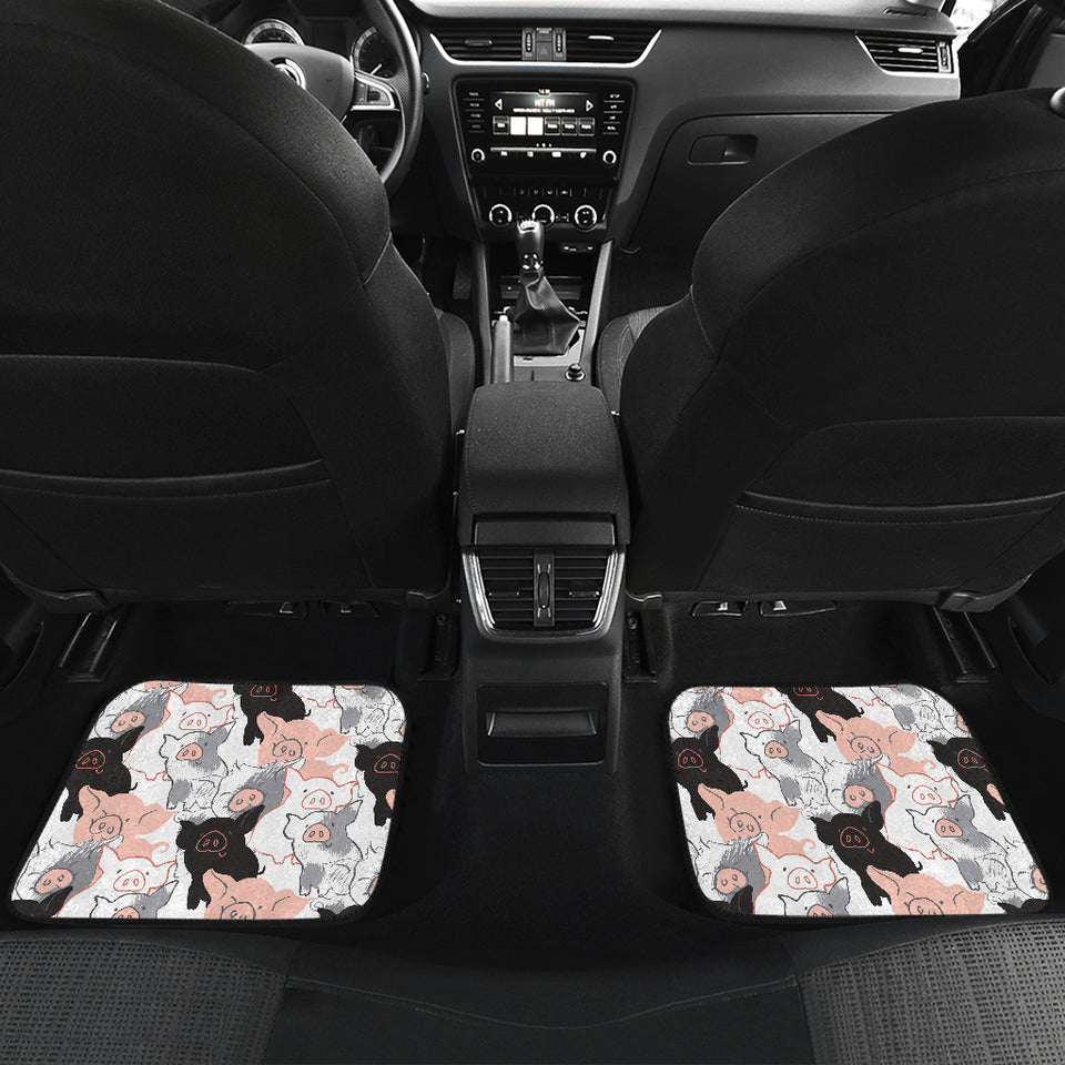Pig Pattern Print Design 05 Front and Back Car Mats
