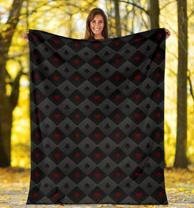 Casino Cards Suits Pattern Print Design 05 Premium Blanket