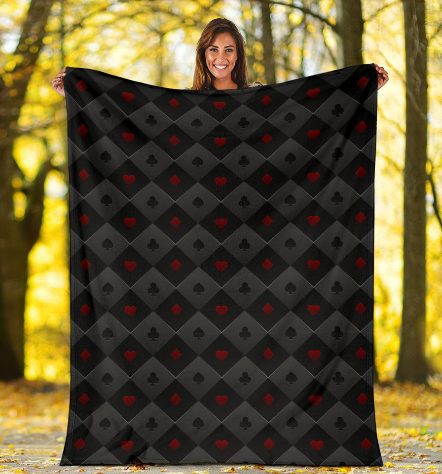 Casino Cards Suits Pattern Print Design 05 Premium Blanket
