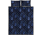 Blue Theme guitar pattern Quilt Bed Set