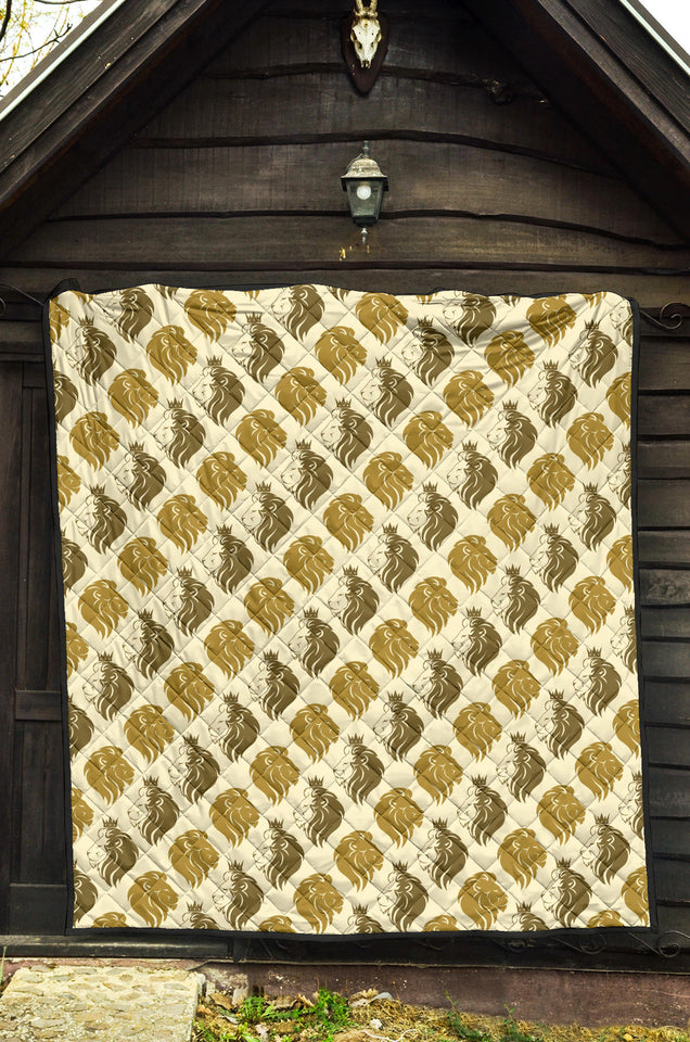 Lion Pattern Print Design 02 Premium Quilt