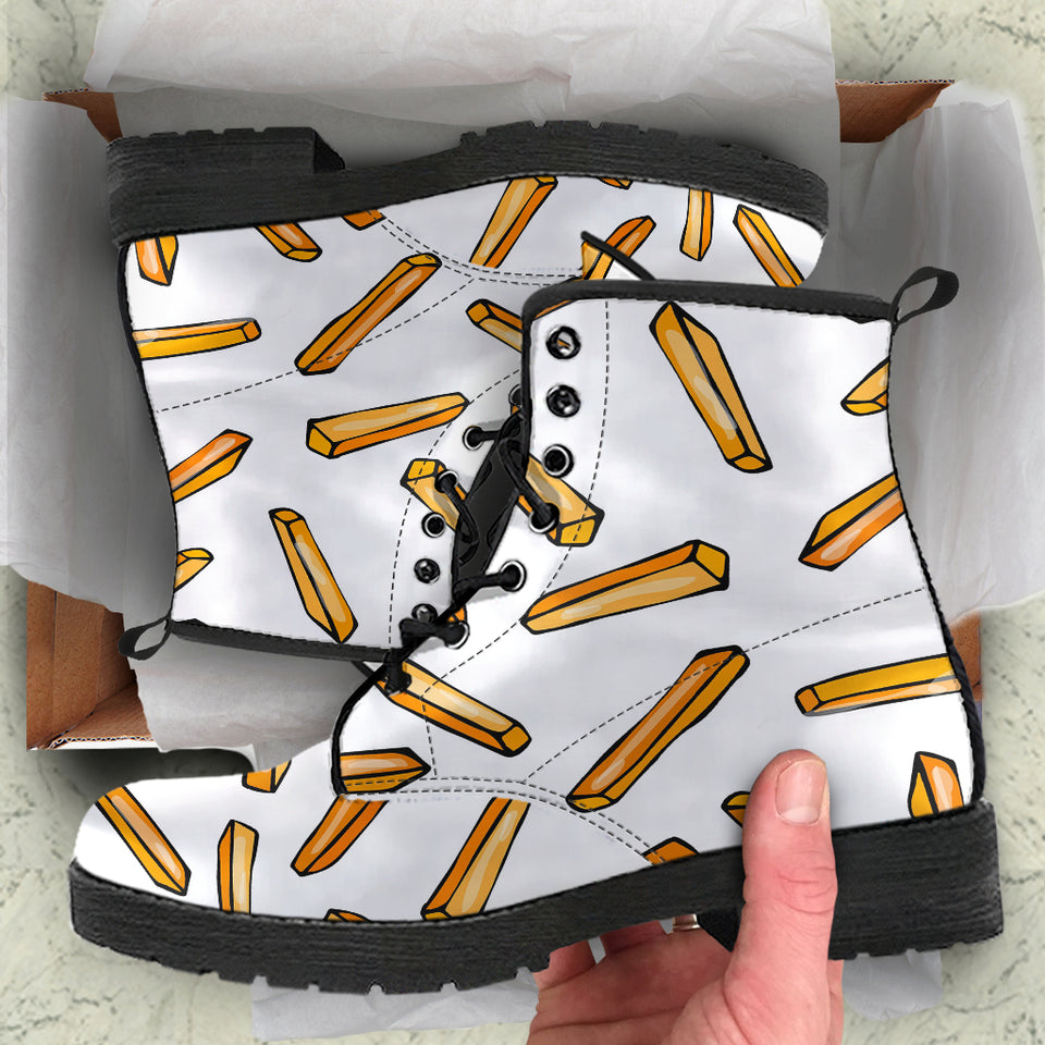 French Fries Potato Pattern Leather Boots