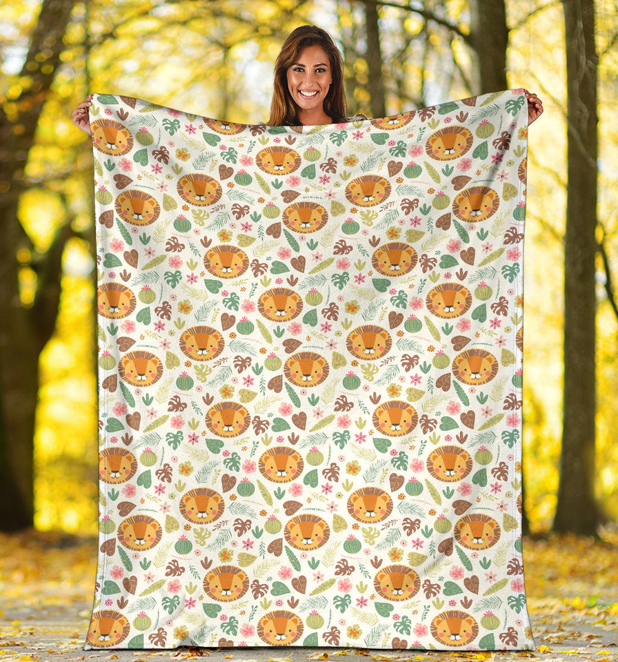 Lion Pattern Print Design 04 Premium Blanket
