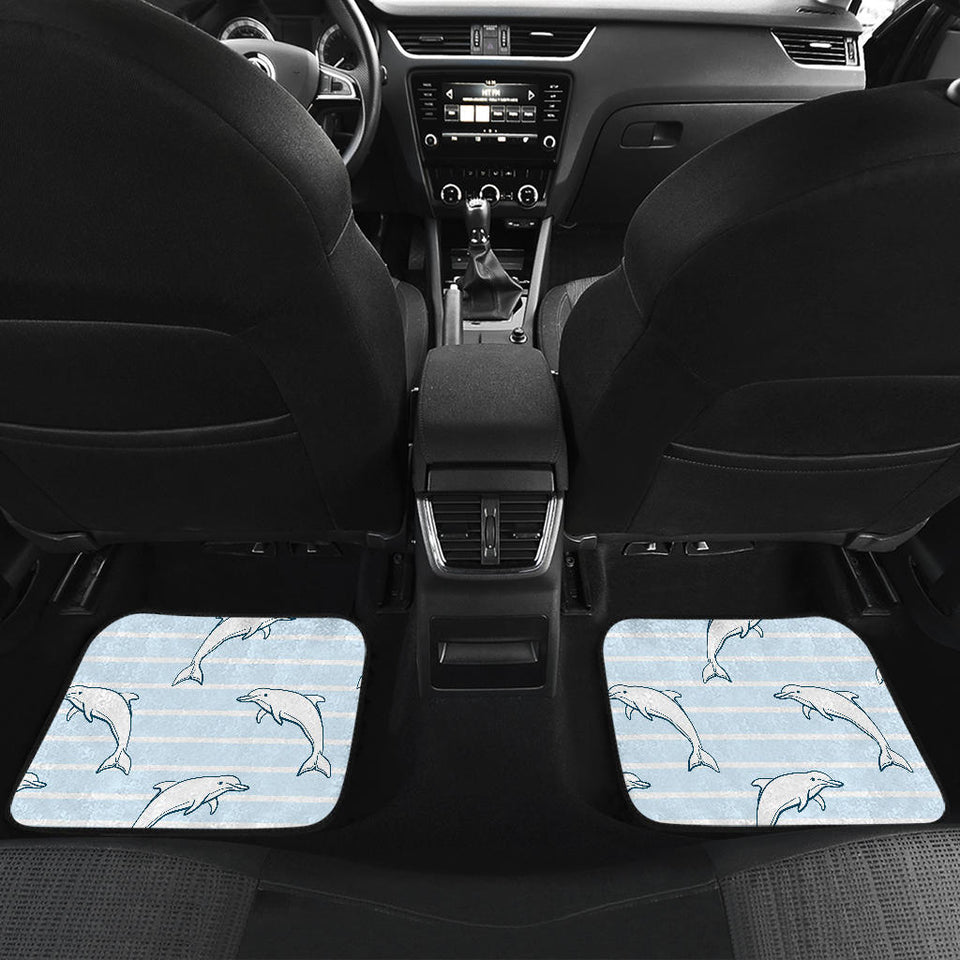 Dolphin Blue Striped Background Front And Back Car Mats