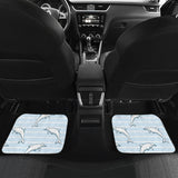 Dolphin Blue Striped Background Front And Back Car Mats