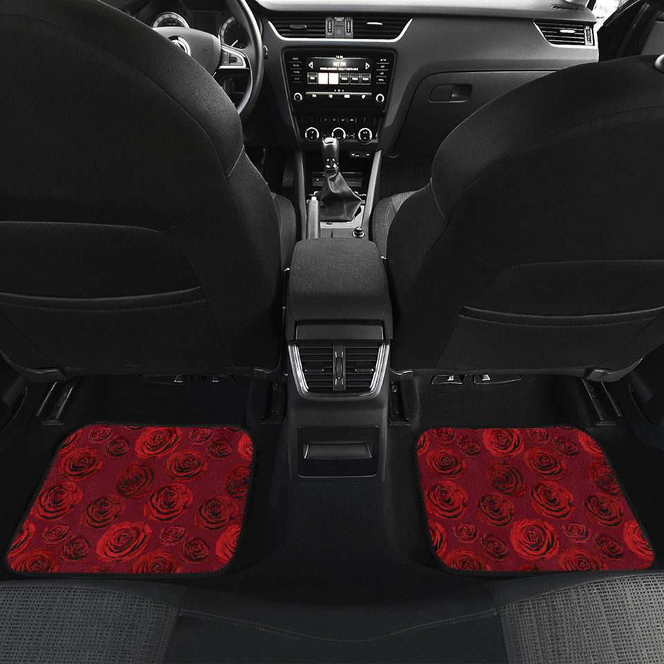 Rose Pattern Print Design 03 Front and Back Car Mats