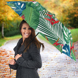 Heliconia Palm And Monstera  Leaves Pattern Umbrella