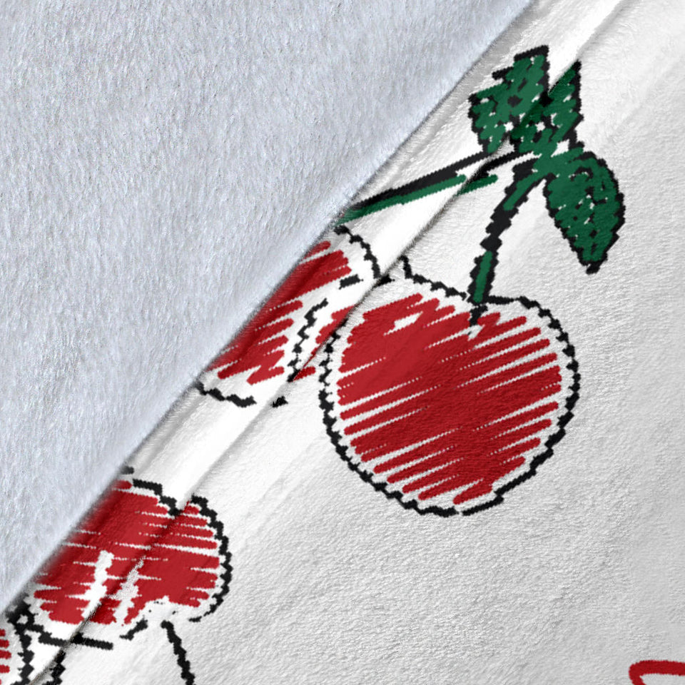 Hand Drawn Cherry Pattern Premium Blanket