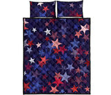 Red blue star pattern Quilt Bed Set