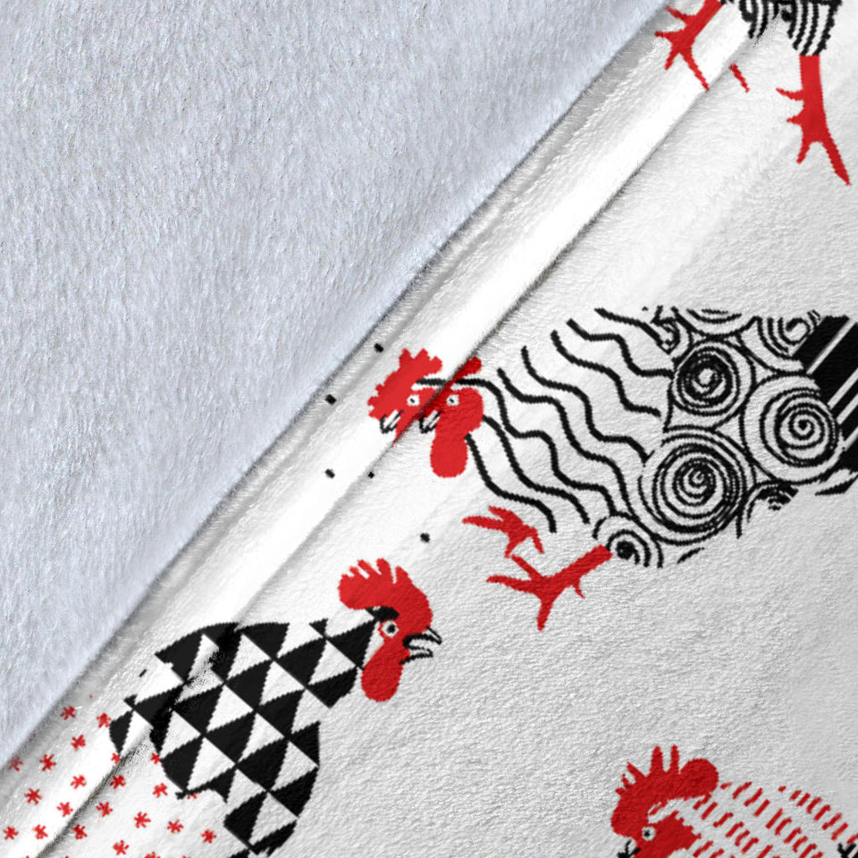 Cool Rooster Chicken Cock Floral Ornament Background Premium Blanket