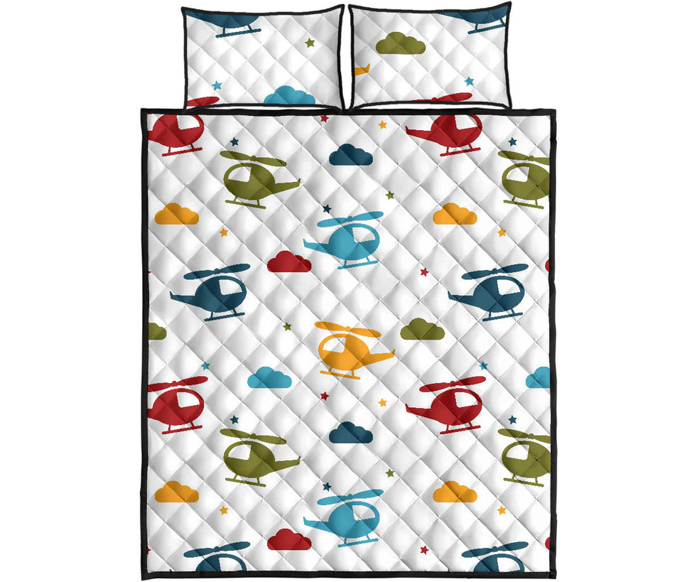 Colorful helicopter pattern Quilt Bed Set