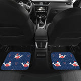 Cute Sea Lion Seal Christmas Hat Candy Cane Heart Pattern Front And Back Car Mats