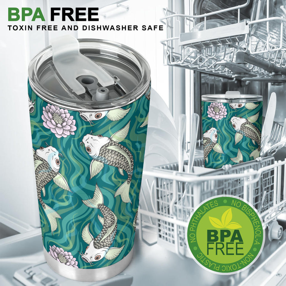 Koi Fish Carp Fish Lotus Pattern Tumbler