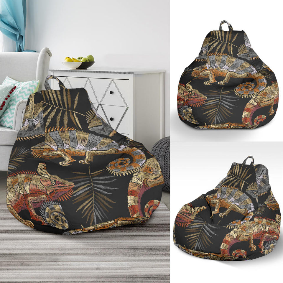 Chameleon Lizard Tropical Leaves Palm Tree Bean Bag Cover