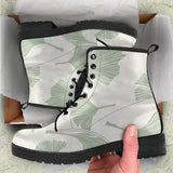 Ginkgo Leaves Pattern Leather Boots
