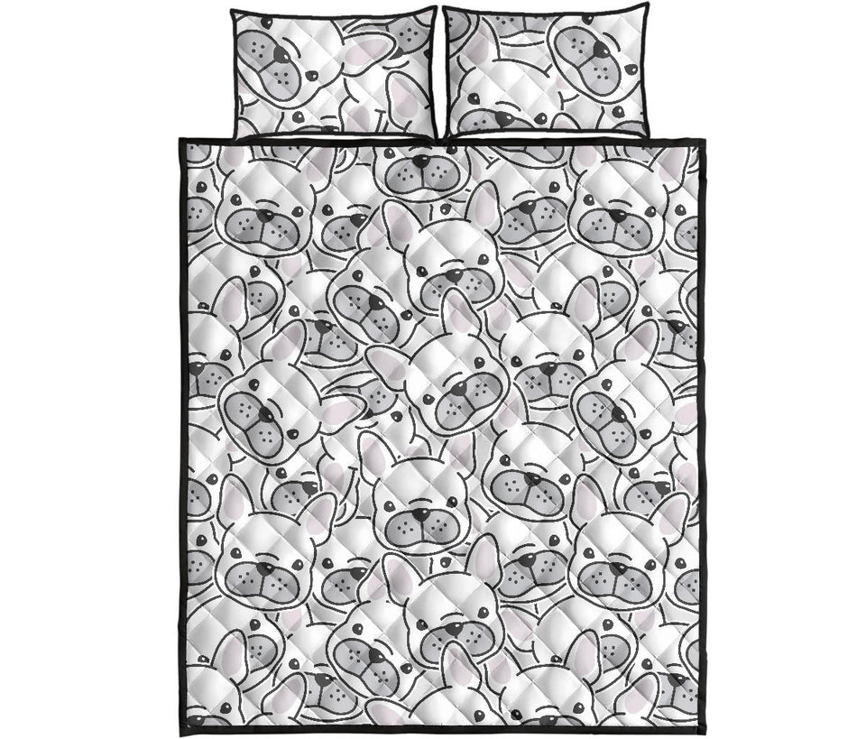 Cute french bulldog head pattern Quilt Bed Set