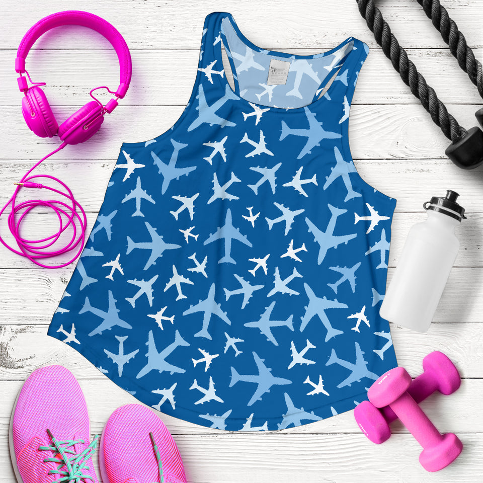 Airplane pattern in the sky Women Racerback Tank Top
