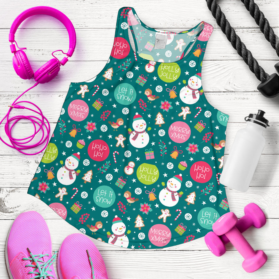 Snowman bird decorative elements christmas pattern Women Racerback Tank Top