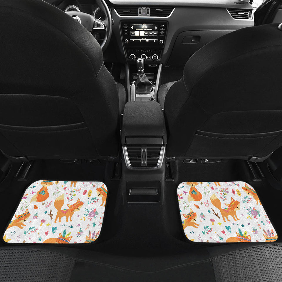 Cute Tribal Fox Pattern Front And Back Car Mats